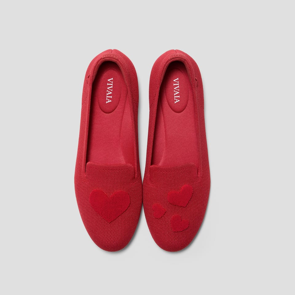 Audrey Embroidered Loafers in Valentine Ruby Red